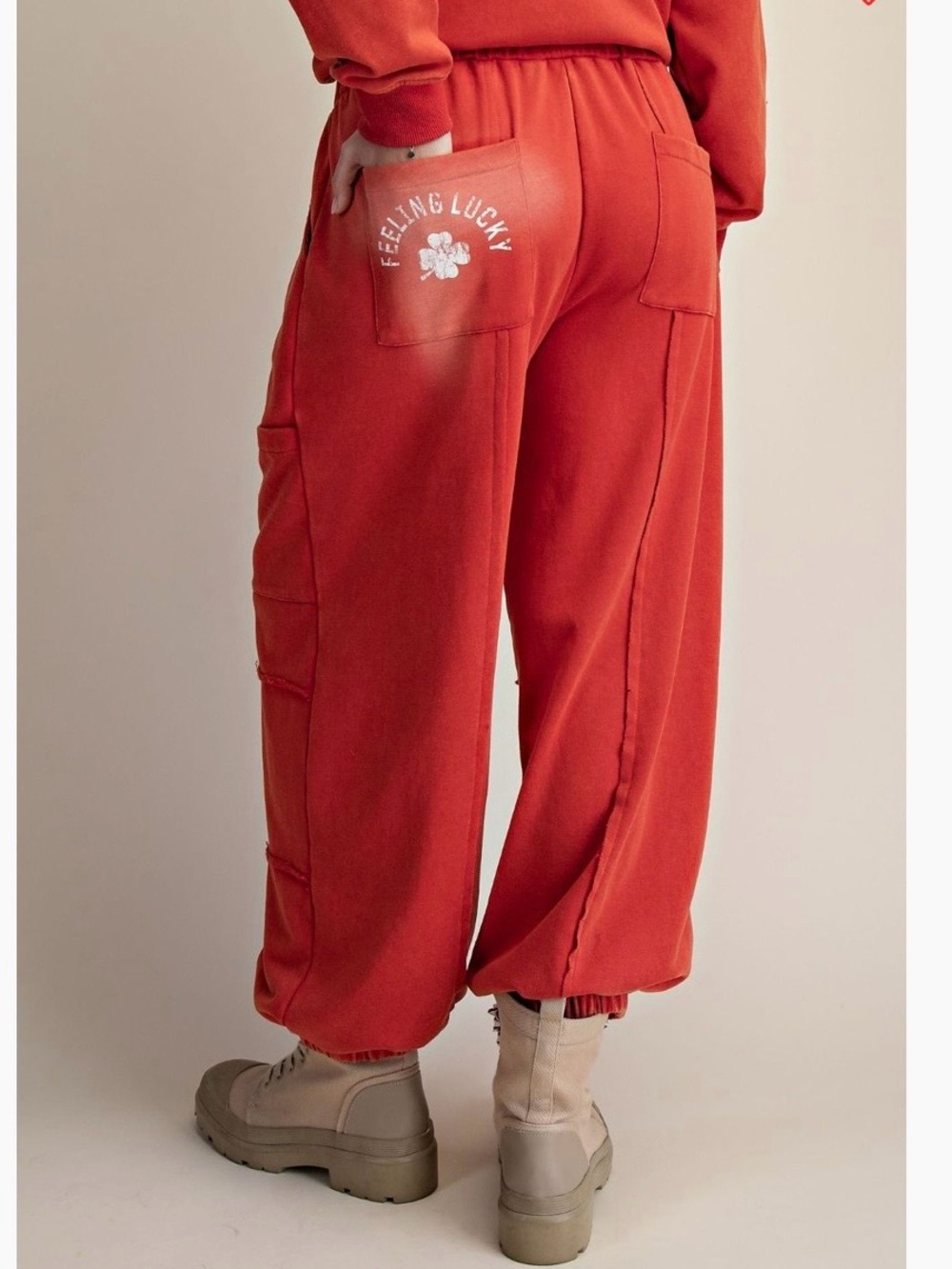 Easel Feeling Lucky Red Lounge Sweatshirt & Joggers Set - Picture 5 of 6